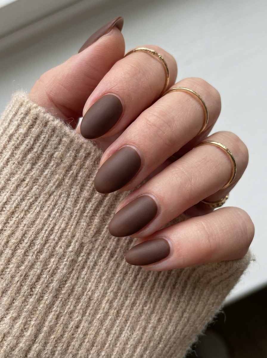 Matte Brown Fall Nails – gepflegte Nagelidee 2026